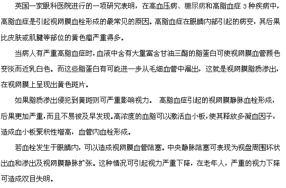 高血脂竟然可以导致失明