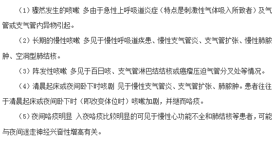 咳嗽出现的时间与节律辨病