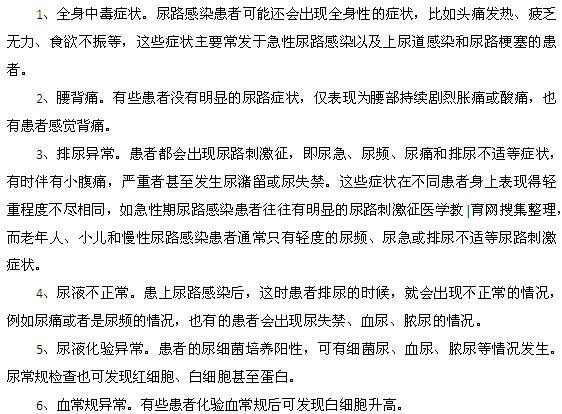 尿路感染的临床症状表现是什么？