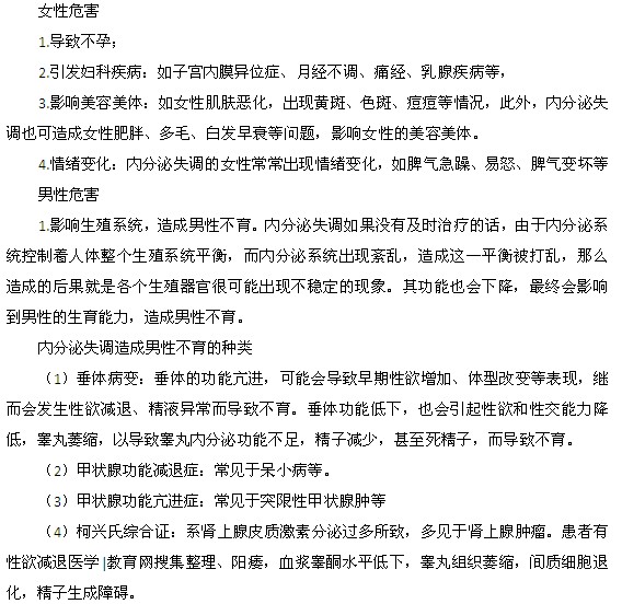 关于内分泌失调疾病危害的介绍