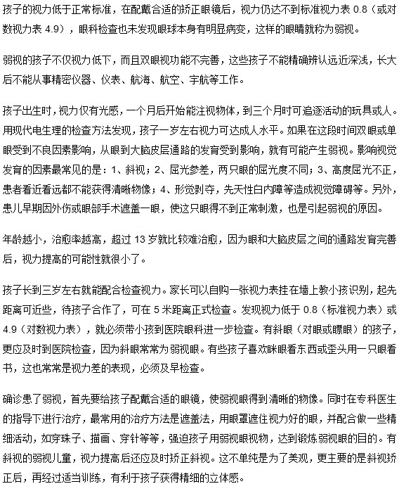 您的孩子为什么会弱视