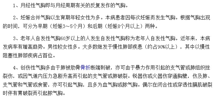 四种特殊类型气胸的诱发病因