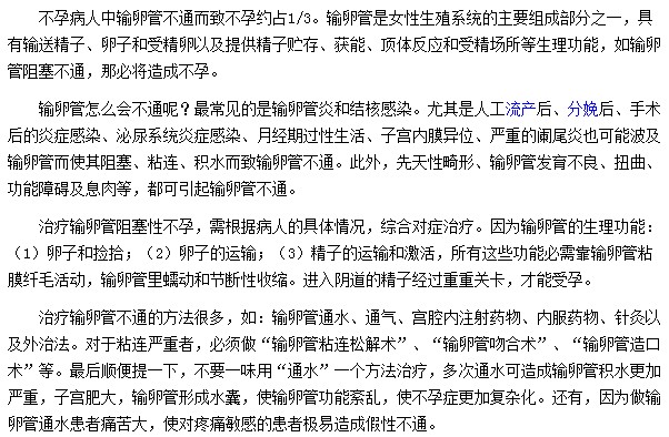 不孕症通常是由输卵管不通所致