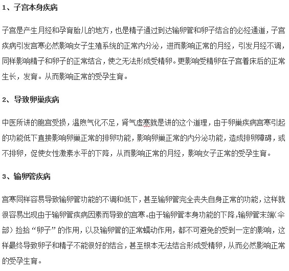 宫寒可能会导致女性产生哪些系统疾病
