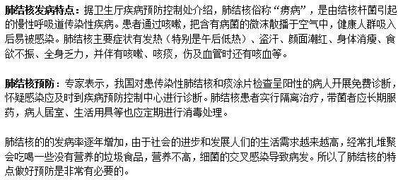肺结核的特点以及预防方法