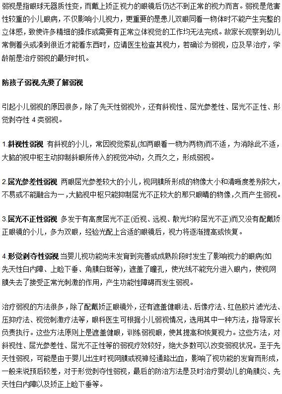 防孩子弱视,先要了解弱视