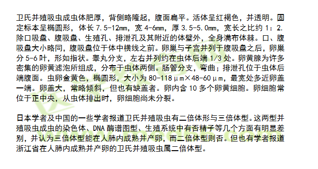 卫氏并殖吸虫的形态