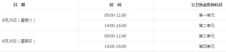 2018年公卫执业医师考试时间是什么时候?