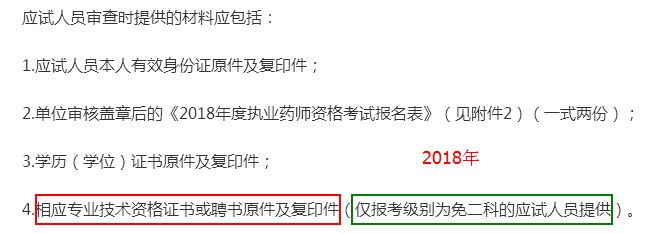 山东省2018年执业药师考试报名审核材料变化