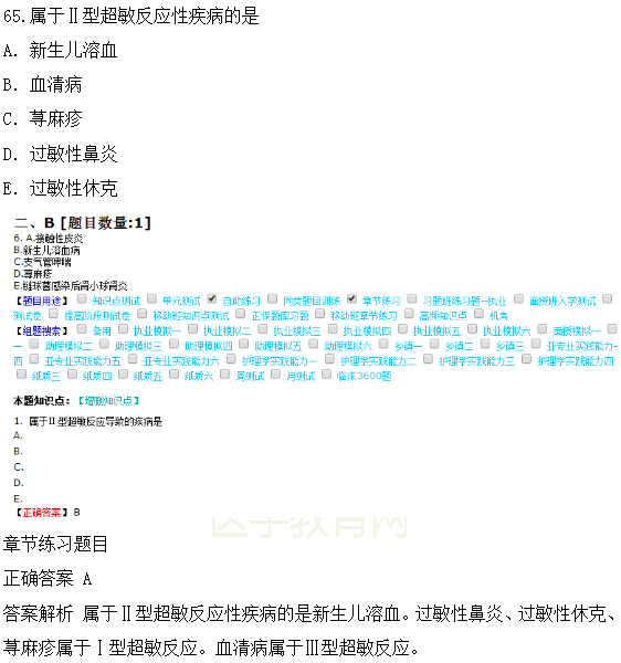 医学教育网课程与2018年临床执业医师试题第二单元图文对比（4）