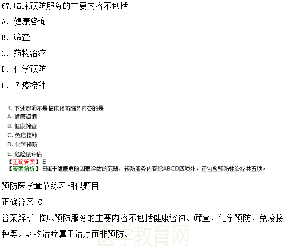 医学教育网课程与2018年临床执业医师试题第二单元图文对比（4）