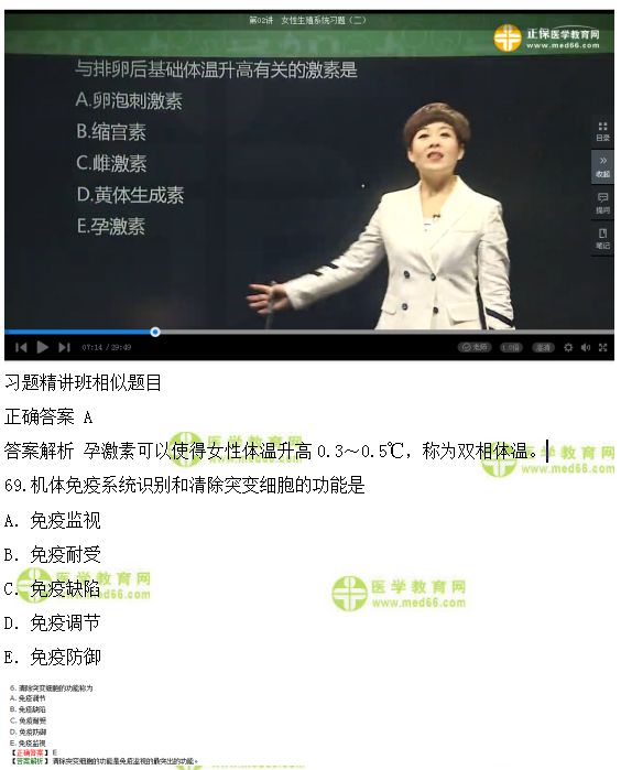 医学教育网课程vs2018年临床执业医师模拟试题第三单元对比（4）