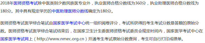 重庆市2018年中医医师资格考试分数线公布了吗?