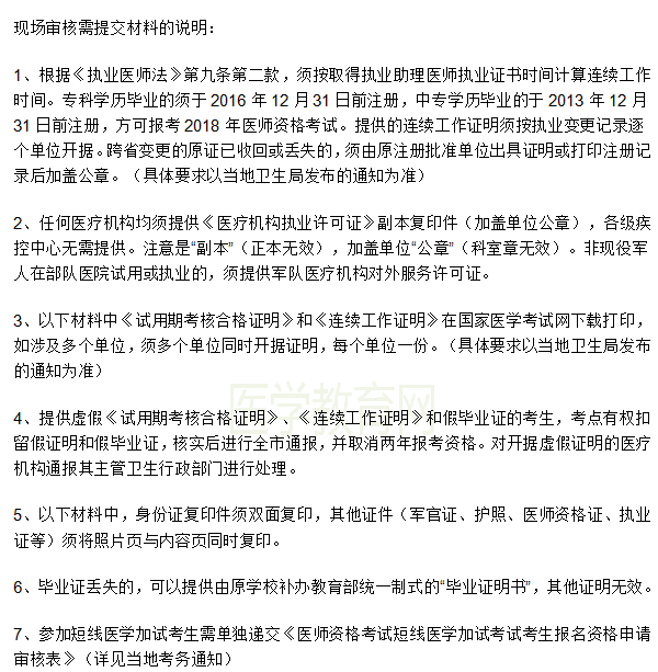本科学历报考2019年临床执业医师考试需要提交什么材料？