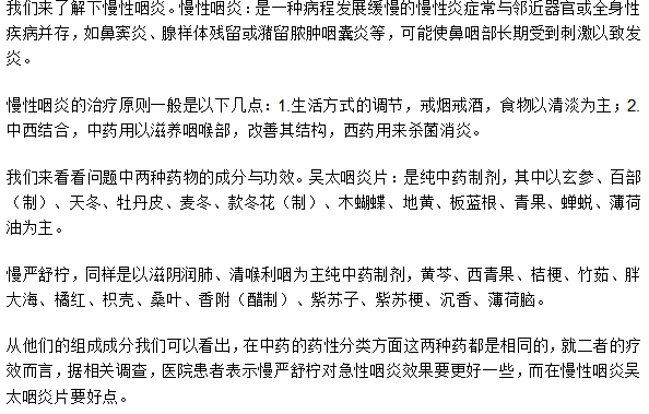 慢性咽炎吃哪个咽炎片好