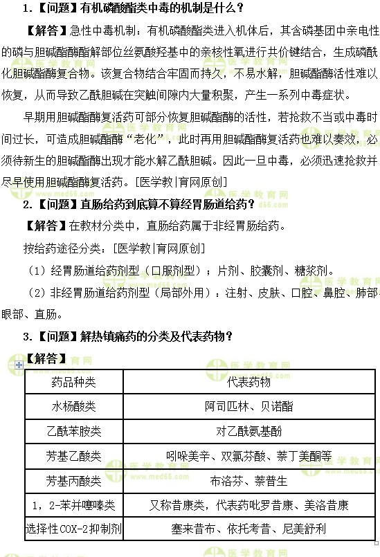 医学教育网主管药师:《答疑周刊》2019年第30期