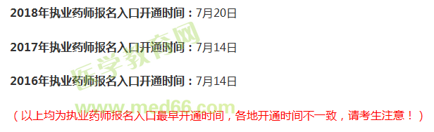 执业药师考试报名入口何时开通？