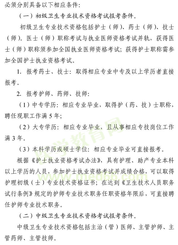 湖南怀化2019年度卫生专业技术资格考试报名考务工作的通知