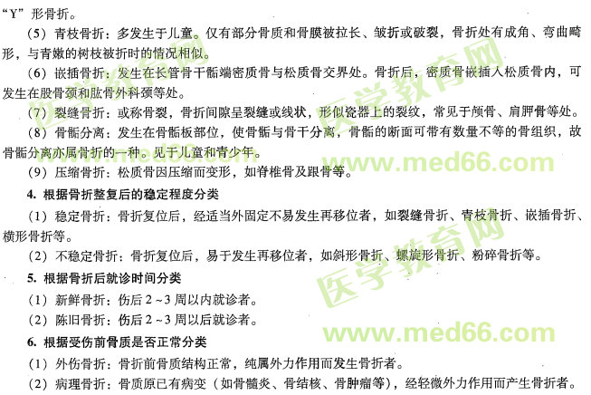 中医专长医师资格考点:骨折的分类