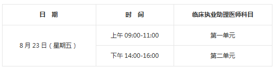 2019年临床助理医师考试时间