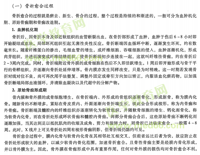 中医专长医师资格考核关于骨折的愈合的考点