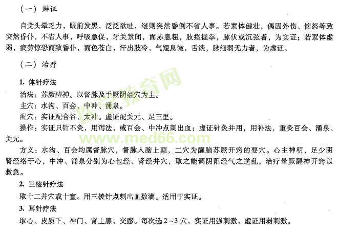 中医专长医师资格考试资料常见急症—晕厥