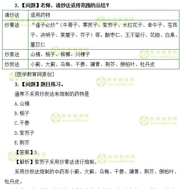 医学教育网主管中药师：《答疑周刊》2019年第46期