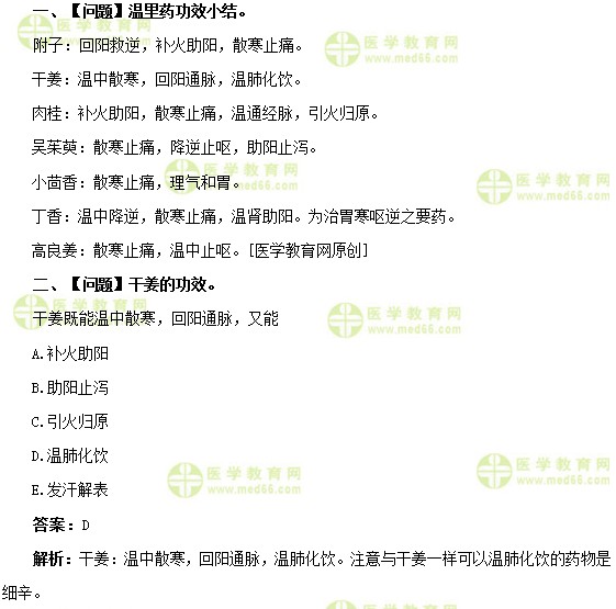 医学教育网初级中药师:《答疑周刊》2019年第47期