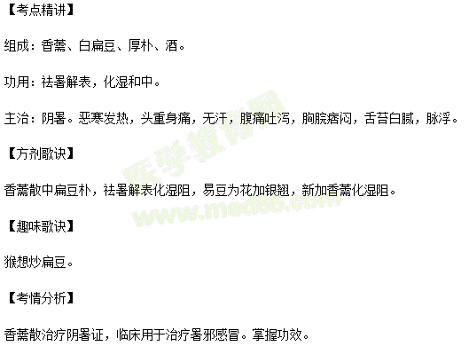 香薷散方歌口诀