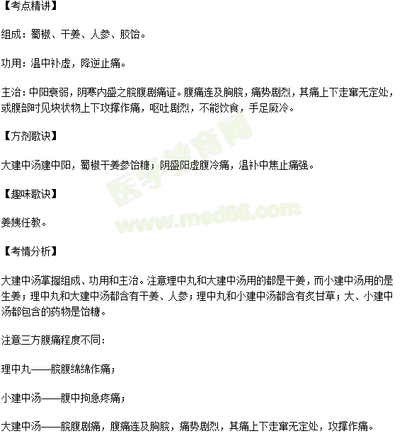 大建中汤方剂歌诀