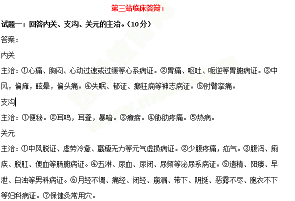 中医执业医师实践技能第三站问诊答辩历年试题