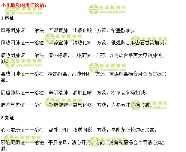 小儿肺炎辨证论治实践技能考试模拟题仿真练习