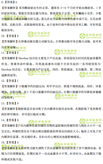 2019年临床执业医师高频试题 第四单元 150题！