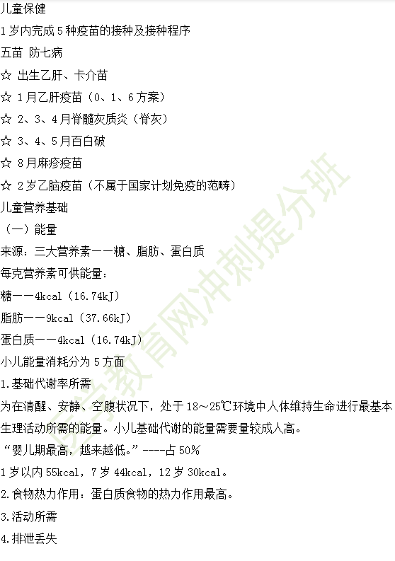 2019年临床执业医师儿科学科目高频考点汇总