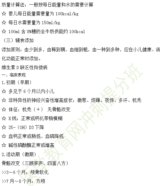 2019年临床执业医师儿科学科目高频考点汇总