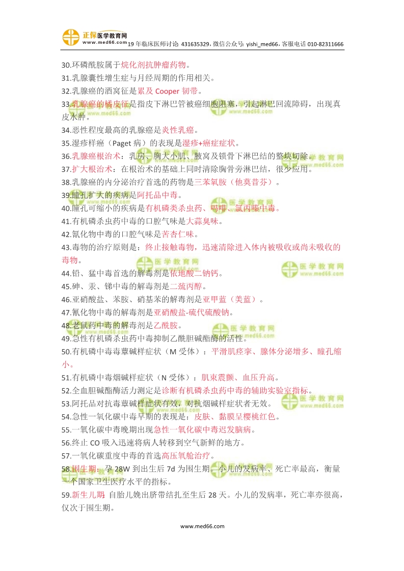 临床助理医师考点