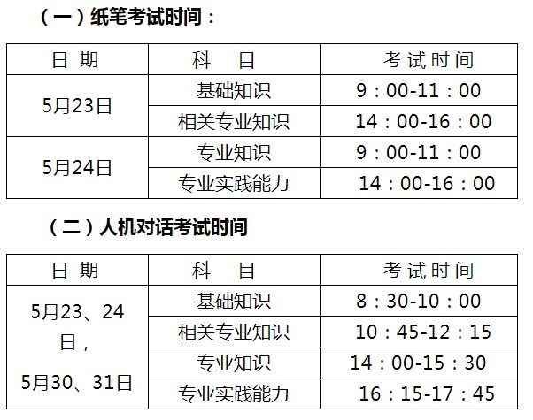 考试时间 考试时间