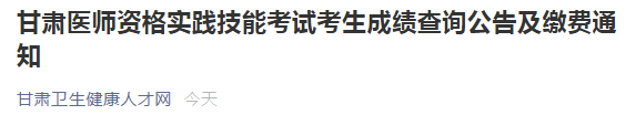 甘肃医师技能成绩查询及笔试缴费