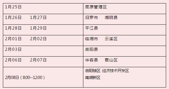 岳阳市区现场审核时间段及审核地点 岳阳市区现场审核时间段及审核地点