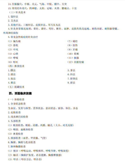 2020中医助理实践技能考试大纲2 2020中医助理实践技能考试大纲2