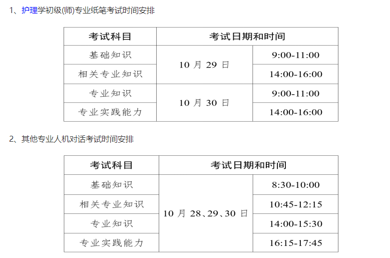 卫生资格考试时间 卫生资格考试时间