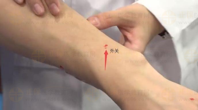 中西医助理医师实践技能针灸常用腧穴：手少阳三焦经（外关）