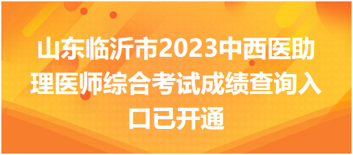 山东临沂市2023中西医助理医师综合考试成绩查询入口已开通