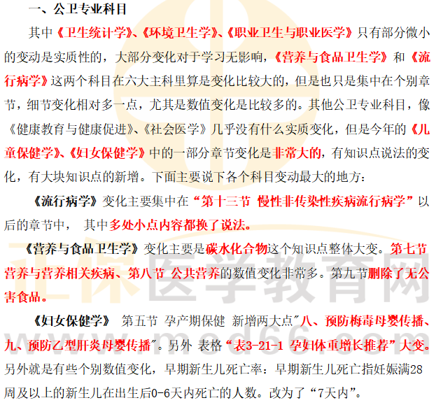 【变动5%-10%】2026年公卫助理医师《综合笔试》教材有变动！