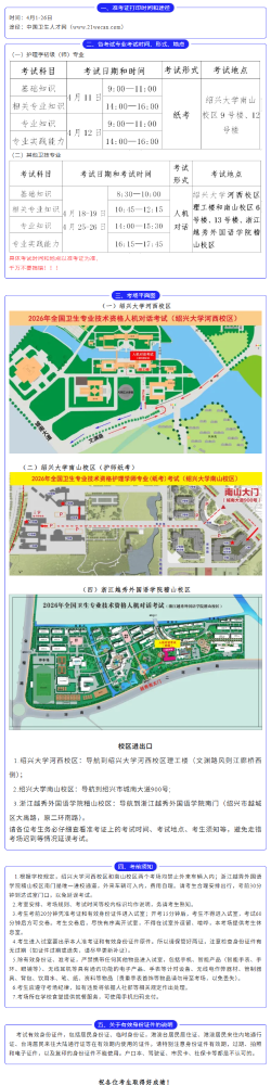 【考试提醒】2026年全国卫生专业技术资格考试考前温馨提示（绍兴考点）