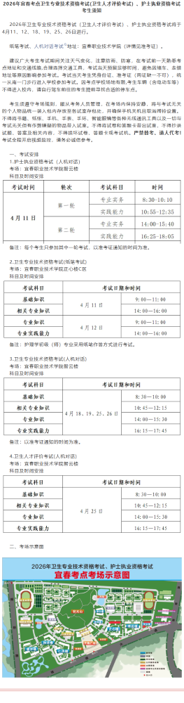 2026年宜春考点内/外/妇/儿/全科主治医师考试考生须知