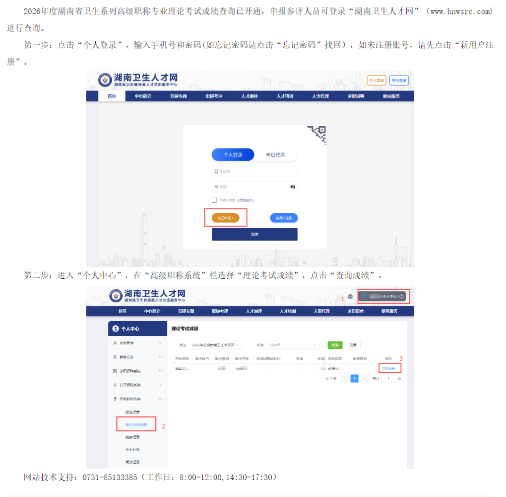 2026年度湖南省卫生系列高级职称专业理论考试成绩查询通知